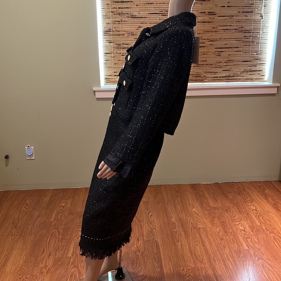 Zcrave Skirt Set Black Tweed With Metallic  Thread And Gold Buttons Size M - Picture 7 of 10